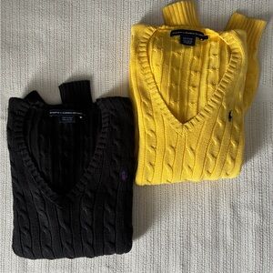 Ralph Lauren Sport V-Neck Sweaters Black and Yellow